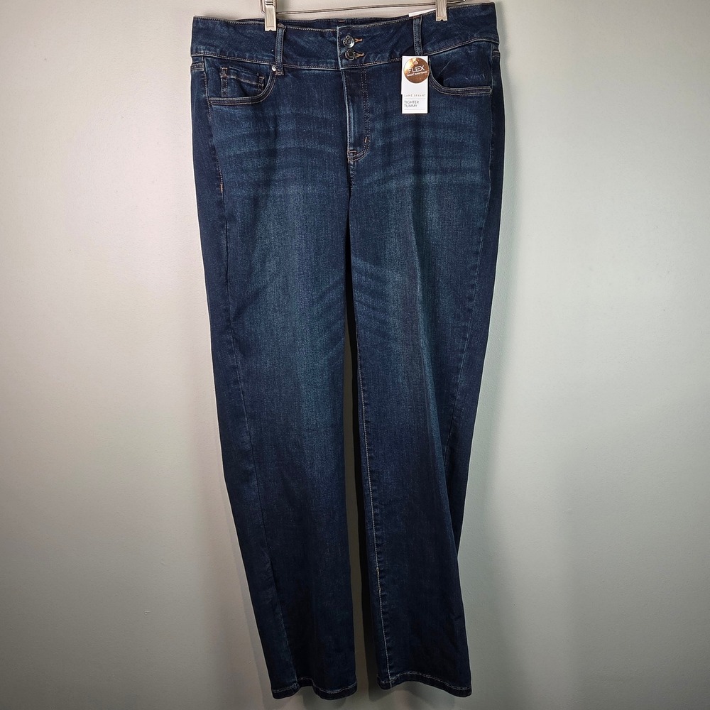 Lane Bryant Jeans Womens 16 Blue NWT Tighter Tummy Straight Leg High Rise Denim